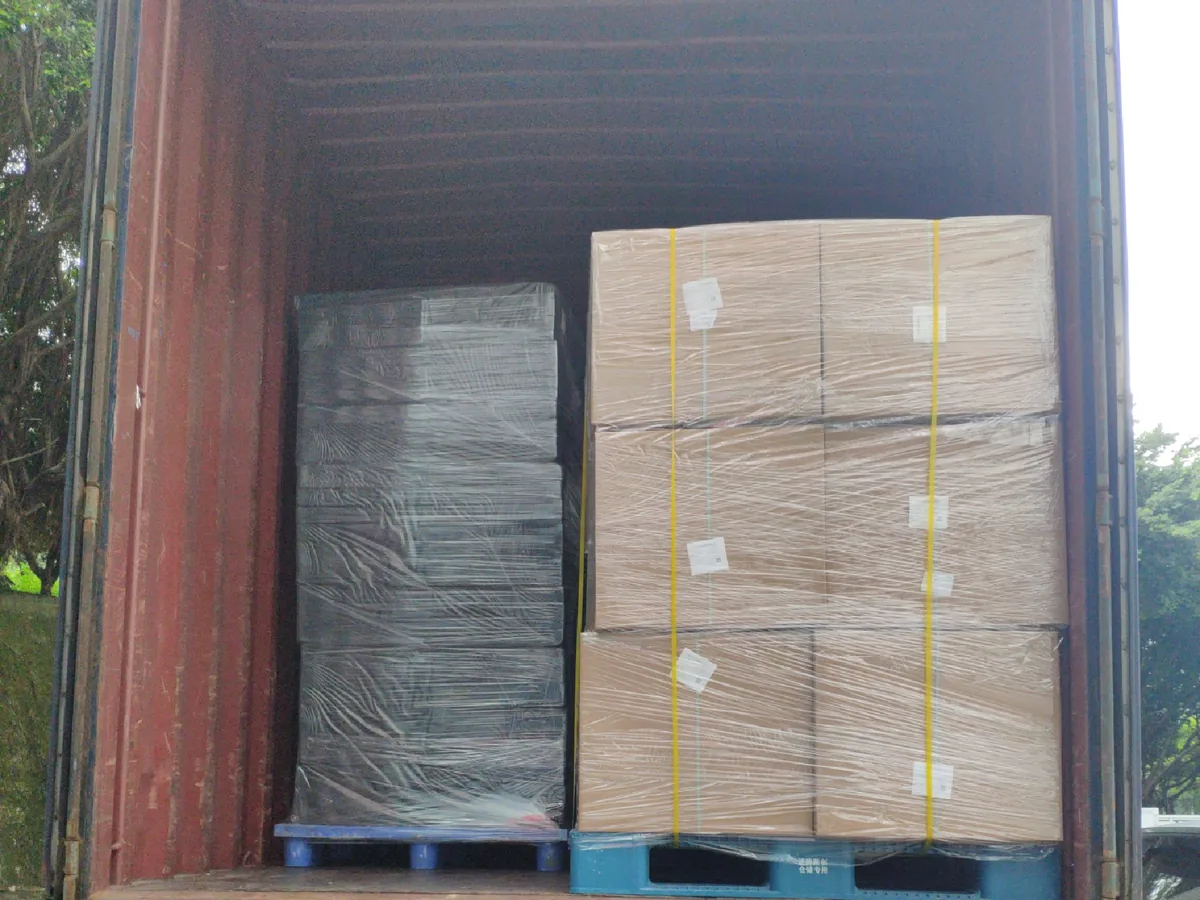 Consolidated pallet cargo loaded into a container for export
