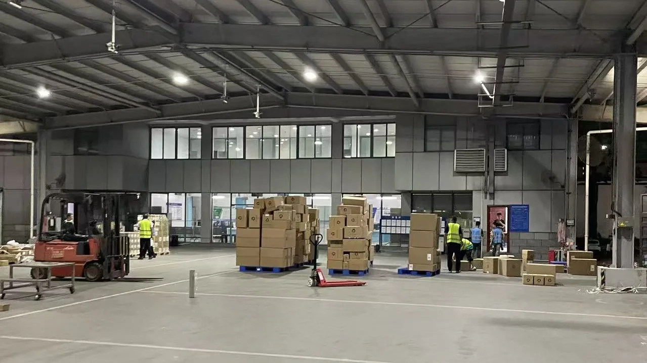 Cargo pallets consolidated in a warehouse before international shipping