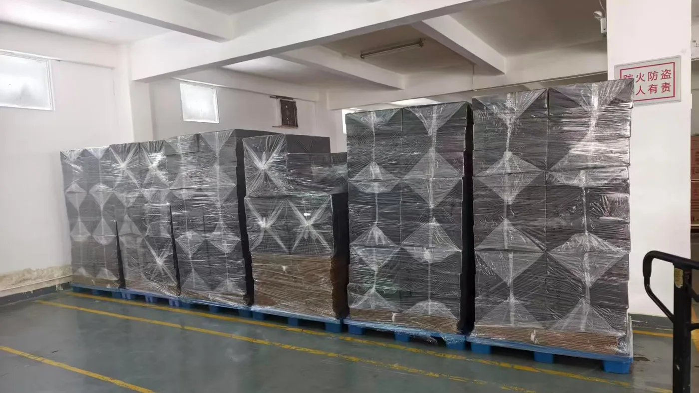 Palletized cargo wrapped and staged in a China warehouse for export